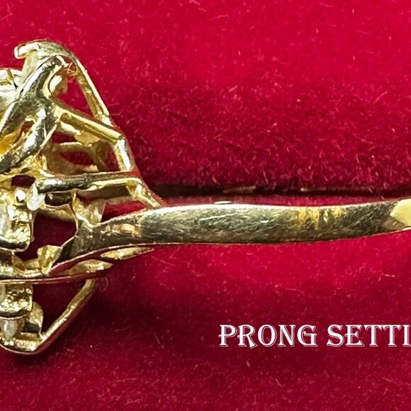 Vintage 14K Yellow Gold Diamond Cluster Ring – Size 4.5 – Cocktail - Picture 3 of 11